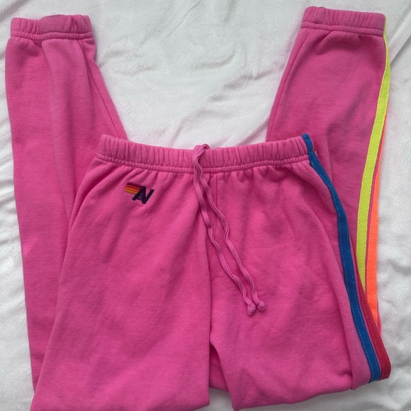 Aviator Nation Hot Pink Women’s 5 stripe sweatpant joggers  Size XS - Picture 2 of 9
